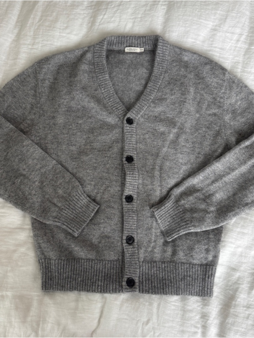 Suitsupply Men's Gray V-Neck Cardigan